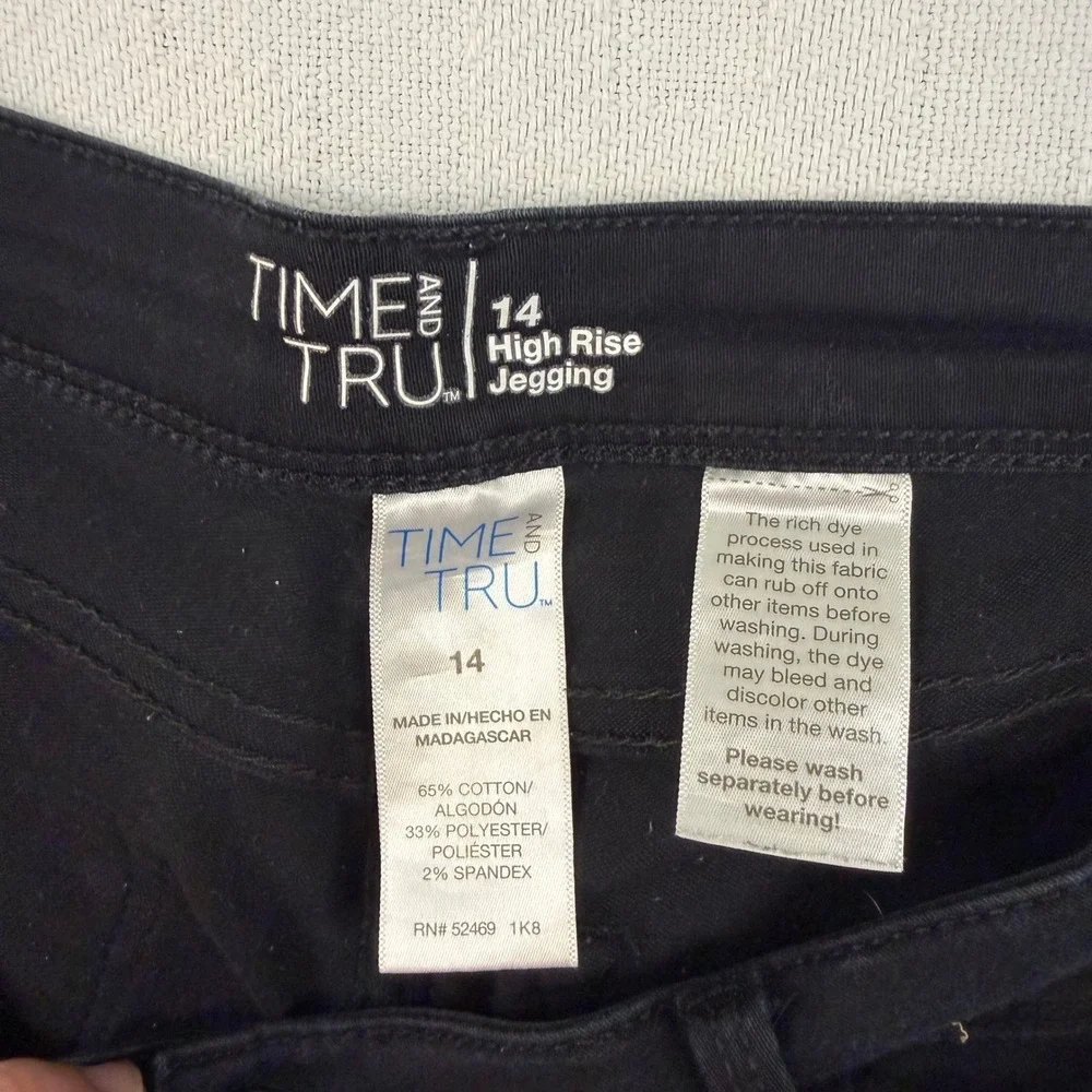 Time and Tru Womens High Rise Jegging Pants Black Size 14 Stretch Slim Fit